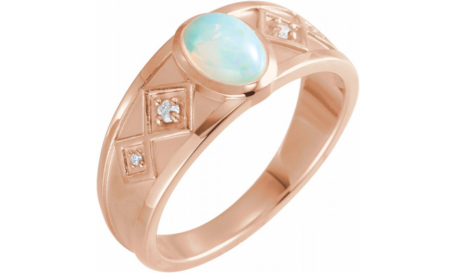14K Rose Ethiopian Opal & .05 CTW Diamond Ring - 72105613P