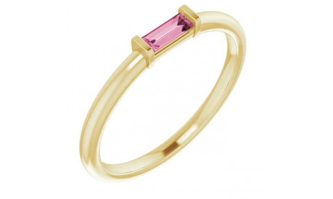 14K Yellow Pink Tourmaline Stackable Ring - 122887620P