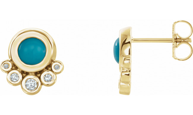 14K Yellow Turquoise & 1/8 CTW Diamond Earrings - 86780621P
