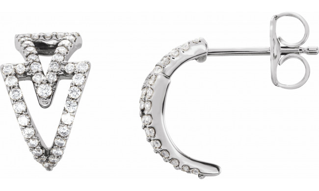 14K White 1/4 CTW Diamond Geometric Hoop Earrings - 86478605P