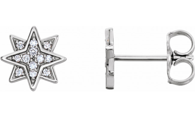 14K White .08 CTW Diamond Star Earrings - 86435600P
