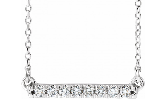 14K White 1/8 CTW Diamond French-Set Bar 16 Necklace - 86969700P
