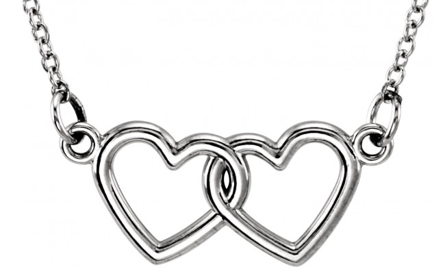 14K White Tiny Poshu00ae Double Heart 16-18 Necklace - 857921002P