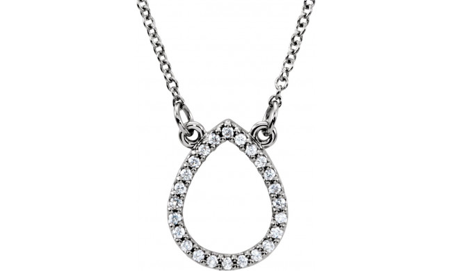 14K White 1/10 CTW Diamond Teardrop 16 Necklace - 85865101P