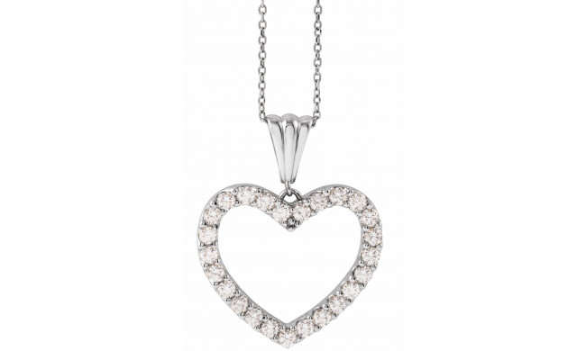 14K White 1 CTW Diamond Heart 18 Necklace - 67533102P