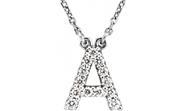 14K White Initial A 1/8 CTW Diamond 16 Necklace - 67311100P
