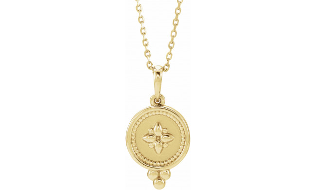 14K Yellow Beaded Disc 16-18 Necklace - 86653601P