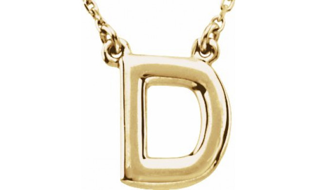 14K Yellow Block Initial D 16 Necklace - 84634116P