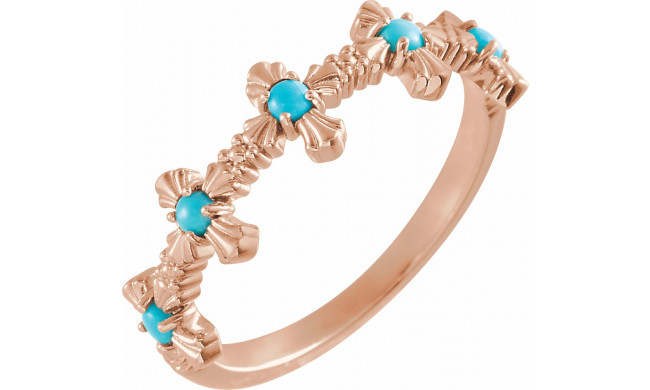 14K Rose Turquoise Cross Ring - R43100602P