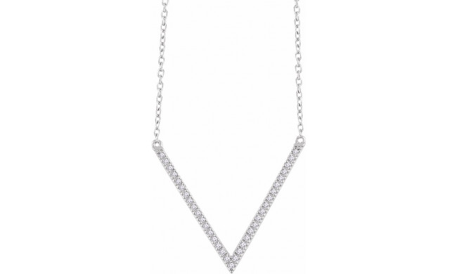 14K White 1/6 CTW Diamond V 16-18 Necklace - 65214760001P