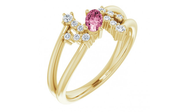14K Yellow Pink Tourmaline & 1/8 CTW Diamond Bypass Ring - 72099632P