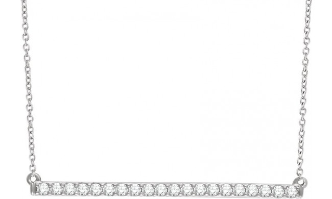 14K White 1/2 CTW Diamond Bar 16-18 Necklace - 65108460007P