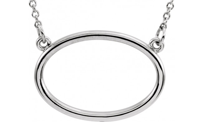 14K White Horizontal Oval 16 Necklace - 85869101P