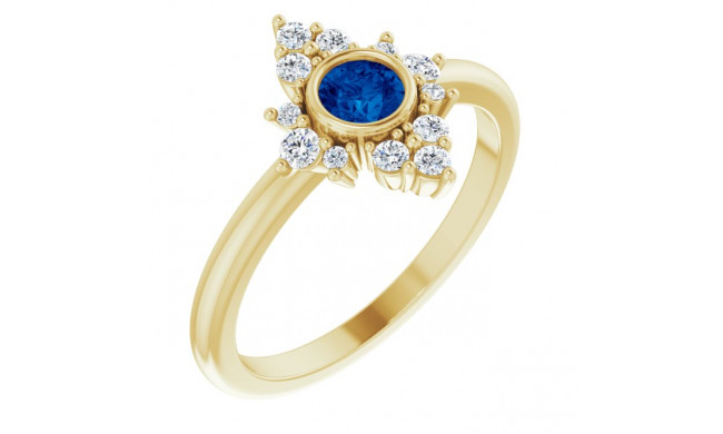 14K Yellow Blue Sapphire & 1/5 CTW Diamond Ring - 720896030P