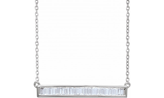 14K White 1/2 CTW Diamond Baguette Bar 16-18 Necklace - 65188560001P