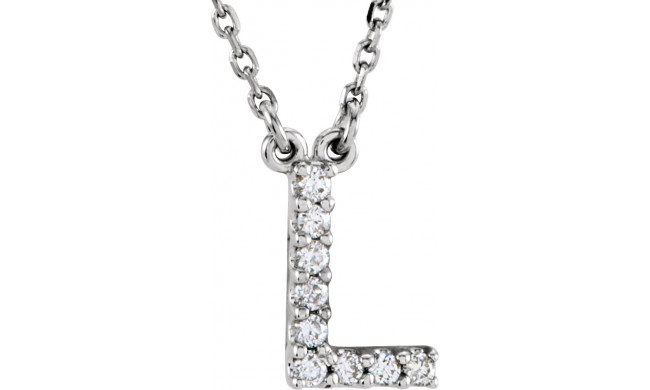 14K White Initial L .08 CTW Diamond 16 Necklace - 67311111P