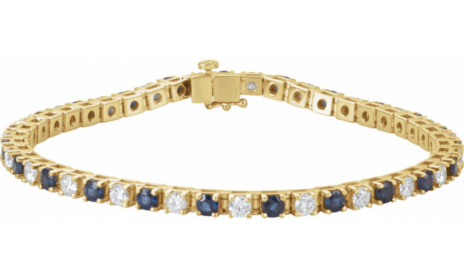 14K Yellow Blue Sapphire & 2 3/8 CTW Diamond Line 7 Bracelet - 62074255395P