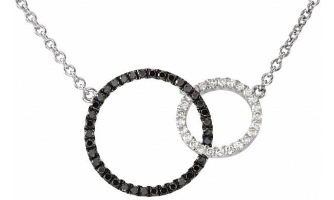14K White 1/3 CTW Black & White Diamond Circle 18 Necklace - 68806101P