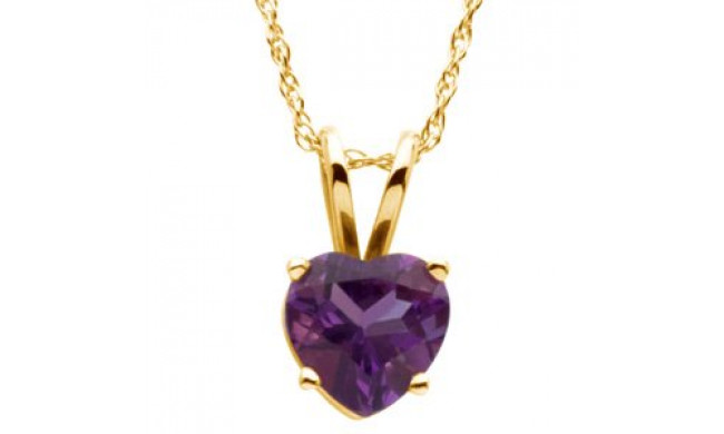 14K Yellow 6x6 mm Heart Amethyst Solitaire 18 Necklace - 6902561149P