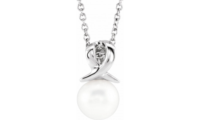 14K White Freshwater Cultured Pearl Bypass 16-18 Necklace - 86747605P