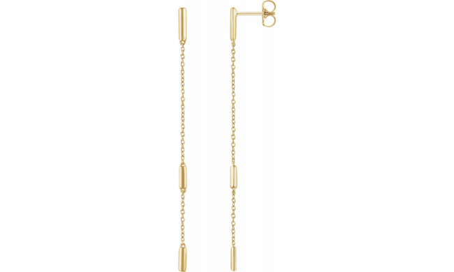 14K Yellow Bar Chain Earrings - 65233160001P