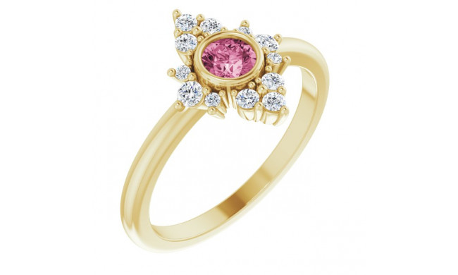 14K Yellow Pink Tourmaline & 1/5 CTW Diamond Ring - 720896036P