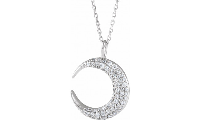 14K White 1/3 CTW Diamond Crescent Moon 16-18 Necklace - 86692600P