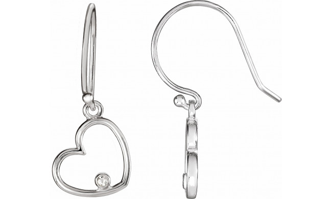 14K White .03 CTW Diamond Heart Earrings - 8554660001P