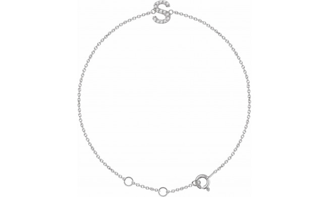 14K White .05 CTW Diamond Initial S 6-7 Bracelet - 65268960019P