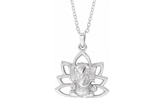 14K White Ganesha 16-18 Necklace - 86942106P