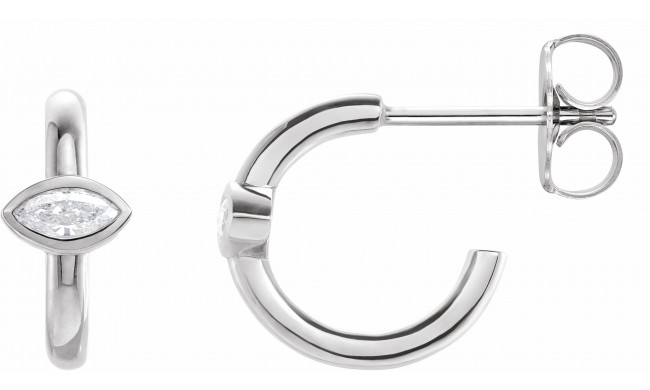 14K White 1/8 CTW Diamond Hoop Earrings - 87081610P