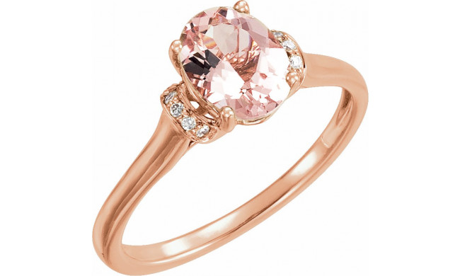 14K Rose Morganite & .05 CTW Diamond Ring - 65187660000P