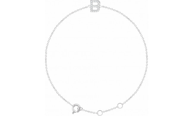 14K White .07 CTW Diamond Initial B 6-7 Bracelet - 65268960002P