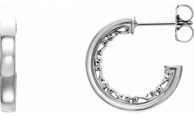 Platinum 16x2.6 mm Vintage-Inspired Hoop Earrings - 86650605P