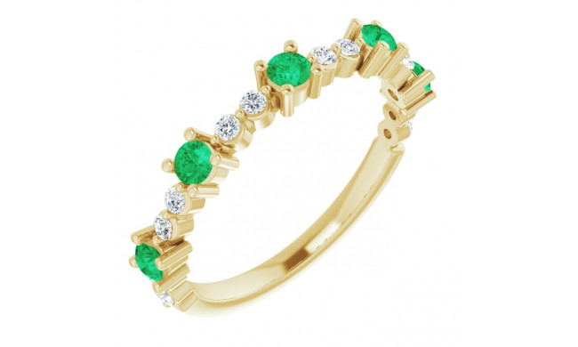 14K Yellow Emerald & 1/5 CTW Diamond Ring - 72051633P