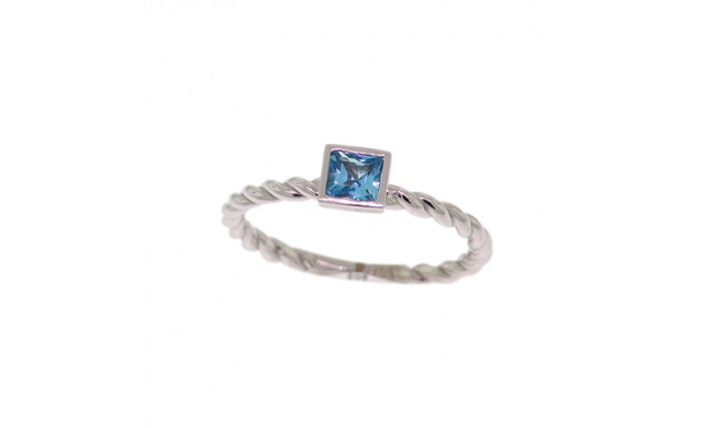 Val Casting 14k White Gold Ladies Square Blue Topaz Ring Intrigue Jewelers
