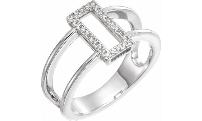 14K White .10 CTW Rectangle Geometric Diamond Ring - 65231960000P