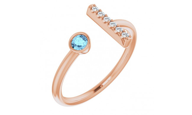 14K Rose Aquamarine & .06 CTW Diamond Bar Ring - 71918602P