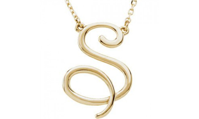 14K Yellow Script Initial S 16 Necklace - 84635228P