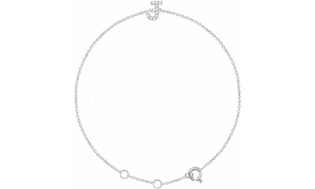 14K White .05 CTW Diamond Initial J 6-7 Bracelet - 65268960010P
