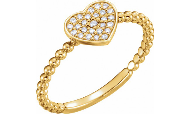 14K Yellow 1/8 CTW Diamond Heart Bead Ring - 122819601P