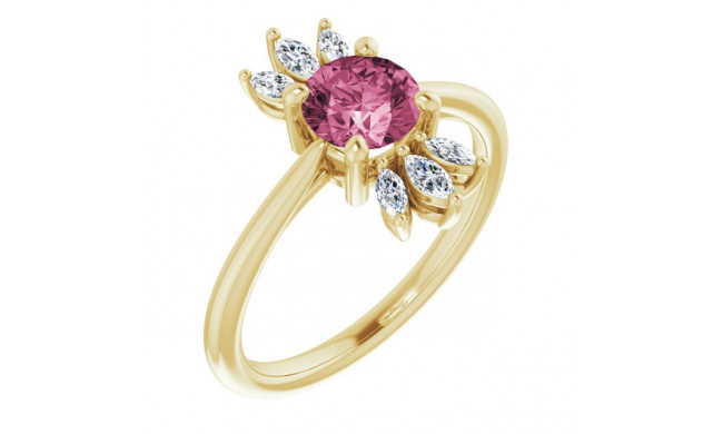 14K Yellow Pink Tourmaline & 1/4 CTW Diamond Ring - 72080661P