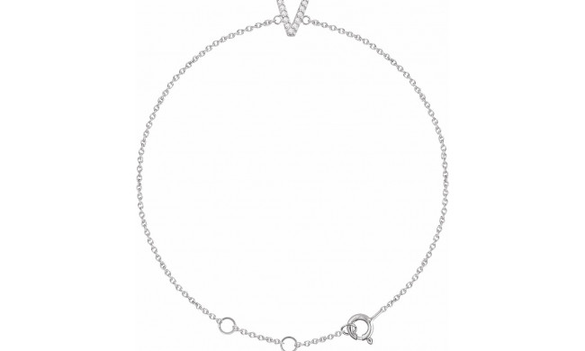 14K White .05 CTW Diamond Initial V 6-7 Bracelet - 65268960022P