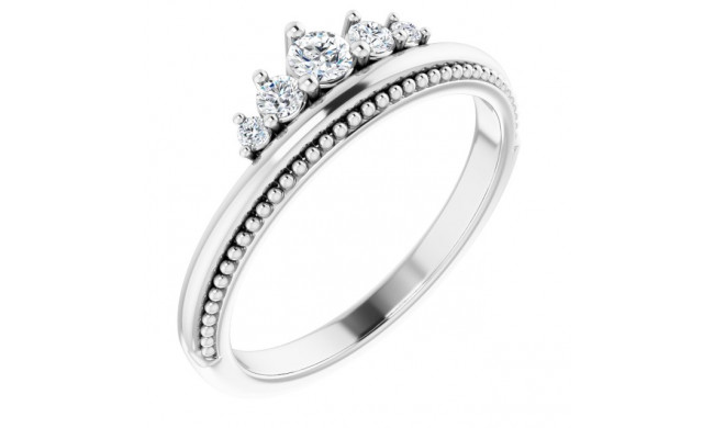 14K White 1/5 CTW Diamond Stackable Crown Ring - 123818600P