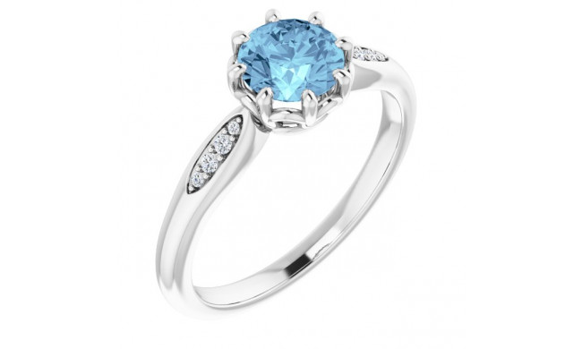 14K White Aquamarine & .04 CTW Diamond Ring - 719536004P