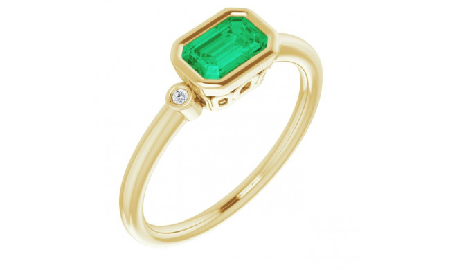 14K Yellow Lab-Grown Emerald & .02 CTW Diamond Ring - 7187960000P