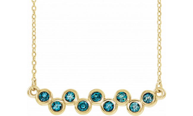 14K Yellow Aquamarine Bezel-Set Bar 16-18 Necklace - 86525601P
