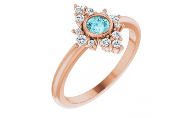 14K Rose Blue Zircon & 1/5 CTW Diamond Ring - 720896048P
