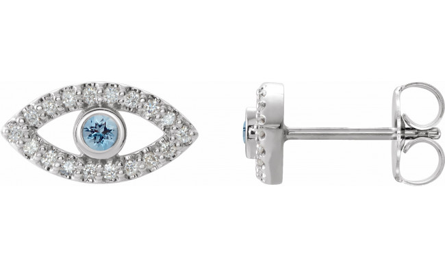 14K White Aquamarine & White Sapphire Earrings - 86884629P