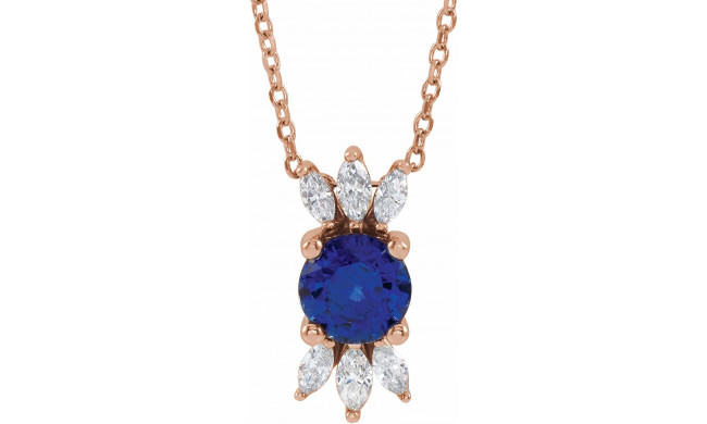 14K Rose Blue Sapphire & 1/5 CTW Diamond 16-18 Necklace - 86961607P